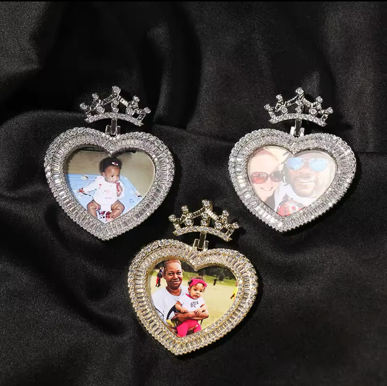 Crown heart photo pendant